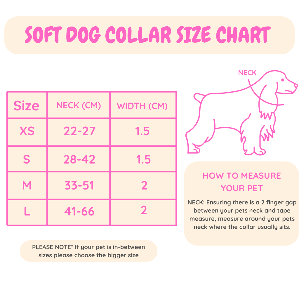 Size Chart Dog Collar Reggie and Friends